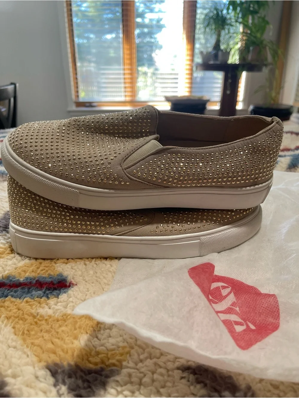 EXE by Tsakiris Mallas Beige Embellished Slip-On Sneakers | EU 39 ✨